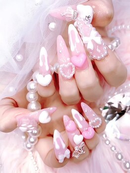ドールネイル 札幌店(Doll Nail)の写真/【ジェル☆パーツ・アート(６本)付け放題￥8800】持ち込みデザインOK！推し活ネイルなどにもおすすめ◎