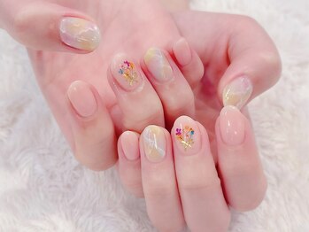 ＃押し花ネイル　＃春ネイル