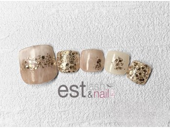 エストラッシュアンドネイル 銀座店(est lash&nail)/フットラメマーブルネイル