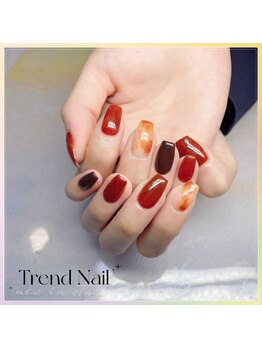 トレンドネイルスタジオ(Trend Nail Studio)/2色ワンカラー+アート追加2本
