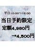 【オフ無料】当日予約のみ利用可 平日お昼間限定　お得な定額デザイン
