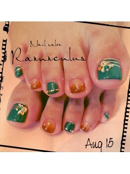 ラナンキュラス(Ranunculus)/秋☆FOOT Nail