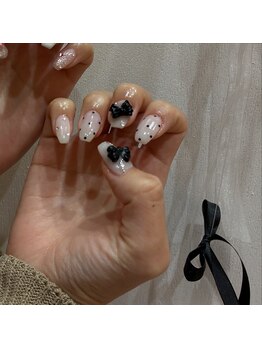 ララハッピー(lala Happy)/ドットリボンガーリーネイル