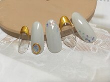 ネイルズティンク(Nails.tink)/ホワイトゴールド×サンセット