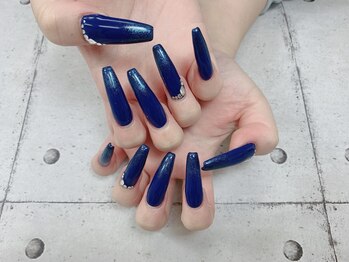 ネイル ビューティーマジック 葛西本店/ロングネイビーラメネイル