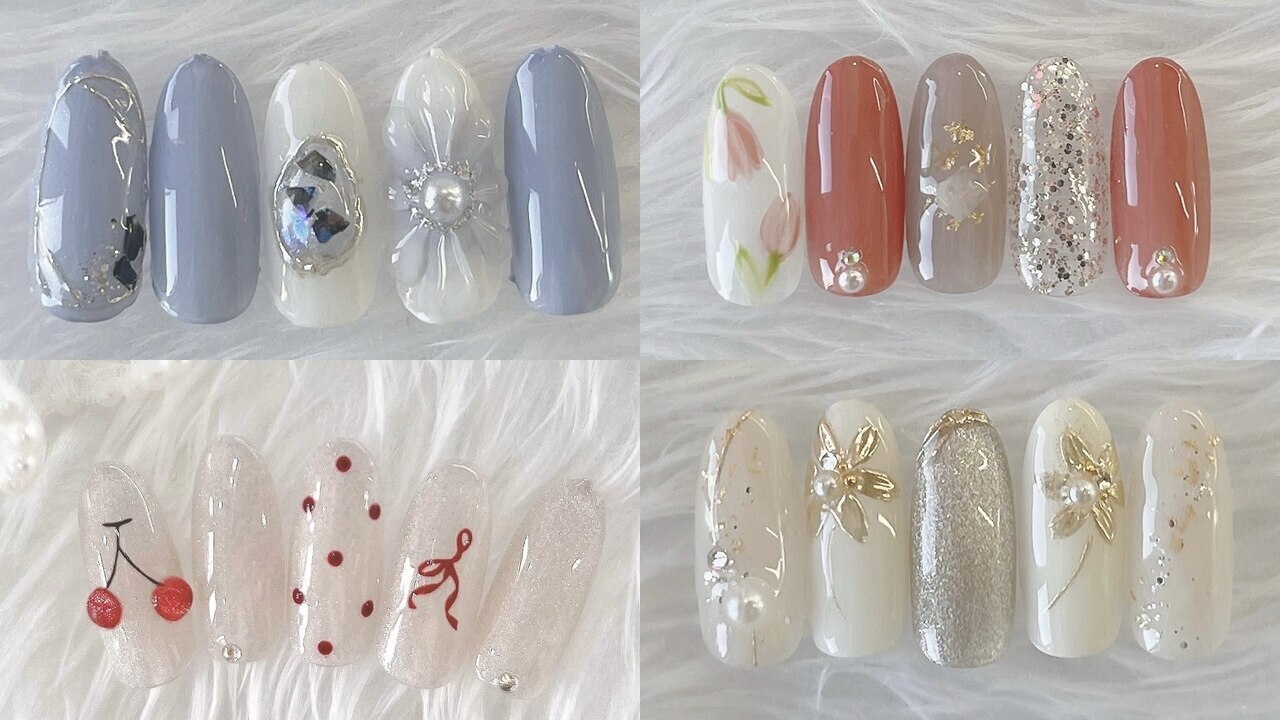 定額Bコース16種類☆季節のアート/流行りデザイン色替え◎