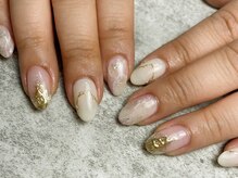 リエル(Riel)/ピンクの大理石風ネイル♪