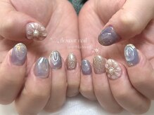 ノアール(noir)/ぷっくりお花/持ち込みデザイン