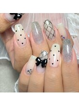 ミモ(mimo.)/リボン×チェックネイル