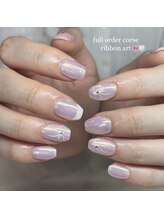 ジュベル 三鷹店(je belle)/持ち込み/ミラー×リボンネイル