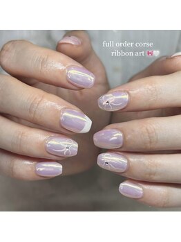 ジュベル 三鷹店(je belle)/持ち込み/ミラー×リボンネイル