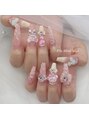 ピオミエルネイル 新宿(pio miel nail) きらめく透明感と立体リボンが魅力の、夢見るネイル!