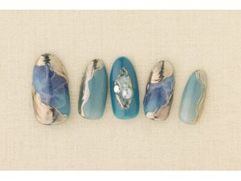 ミラーを使った海ネイル