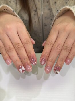 ワンカラー＋4本アート