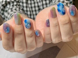 ブルー＆カラフルニュアンス
