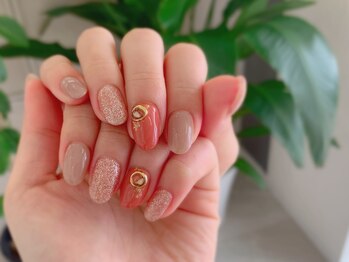 オレンジ秋ネイル/パラジェル