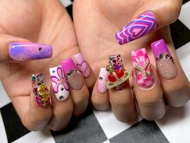 ピンク×パープル海外ネイル