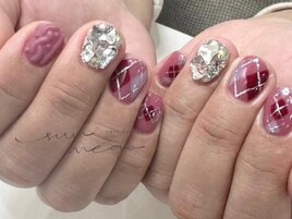 ニット×チェックネイル