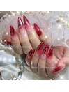 赤マグネットイニシャルネイル☆