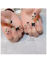 ハヌル(haneul.)/ブラック×リボン【量産ネイル】