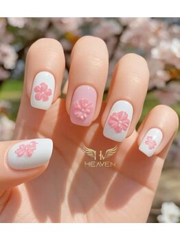 ヘブン ネイル 鶯谷(HEAVEN Nail)/Pink Flowers Design Nails