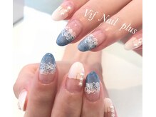 ヴィフネイルプラス(Vif Nail plus)/デニム×シースルーフラワー