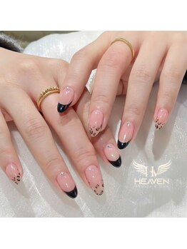 ヘブン ネイル 鶯谷(HEAVEN Nail)/Leopard French Tips Design
