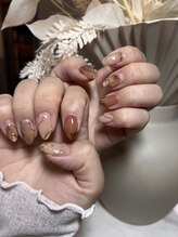 ネイルルーム オルポノ(Olupono)/クリア×ブラウンオレンジ