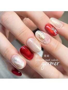 ジェルメ(germer)/赤マグネットと白ニュアンス♪