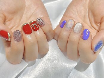 ヒールネイル(heal nail)/ちぐはぐred×purple.