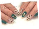 レオパード柄ネイル/グリーン