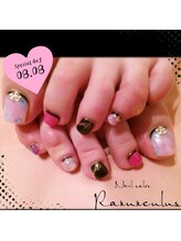 ラナンキュラス(Ranunculus)/お洒落タイダイ☆FOOT Nail 