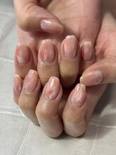 ユージューネイルルーム(UJU nail room)/ピンクシアーマーブルネイル