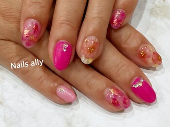 ネイルズアリー 立川店(Nails ally)/フラワー×ピンク