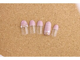 おとなピンクのチェックネイル