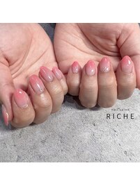 桃グラデーションネイル！