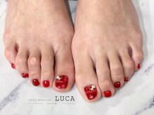 ネイルアトリエルカ(nail atelier LUCA)/W-665 フット赤べっ甲ネイル