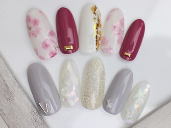 ネイルサロン あかねいろ/秋冬シェルアート 手描きアート