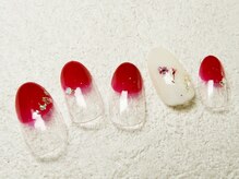 ケージュール(Kjour)/丸フレンチ　押し花ネイル