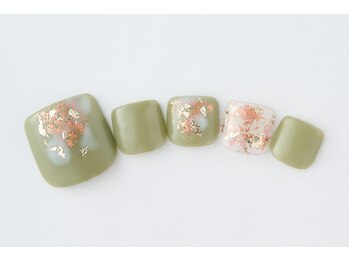 アトリエプラスエヌ(Atelier+N)/【フットネイル】タイダイカーキ