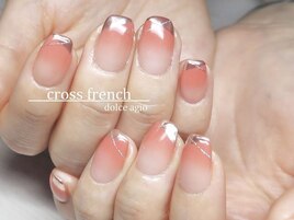 ミラー×ラメでクロスフレンチ