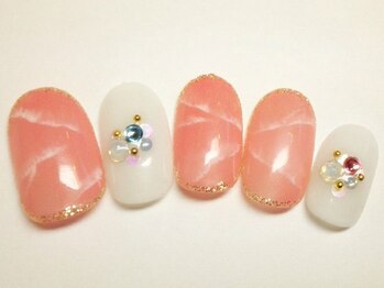 ネイルアンドアイラッシュ リラ 東三国店(Rela)/珊瑚ネイル 初回¥7500(オフ込)