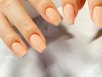 ネイルサロン イントゥ(into_)/細フレンチ　パープル　シンプル
