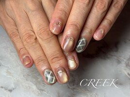 マグネットチェックカーキ