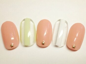 ネイルアンドアイラッシュ リラ 東三国店(Rela)/クリアストライプ¥6500(オフ込)