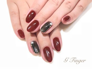 ジー フィンガー 千葉店(G)/ボルドー×ブラックネイル
