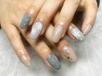 エーネイルルーム(A.Nail.room)/ニット&結晶ネイル