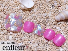 クラッシュシェル&金箔☆ペディ