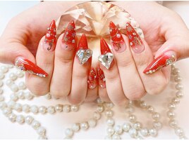 赤の成人式ネイル！