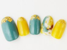 ネイルサロン ドレリッチ 大宮店(drerich)/マスタードカラー金箔